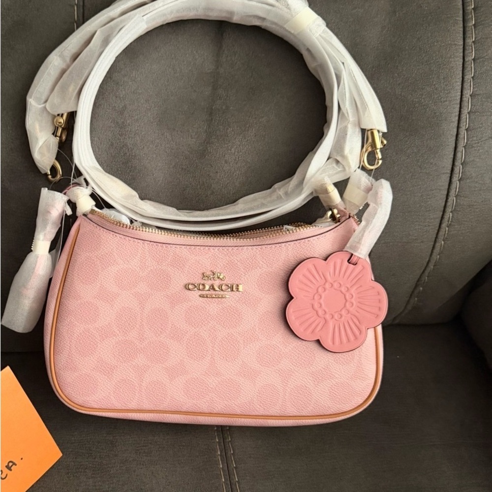 Coach Teri Powder Pink Floral Charm Crossbody Bag